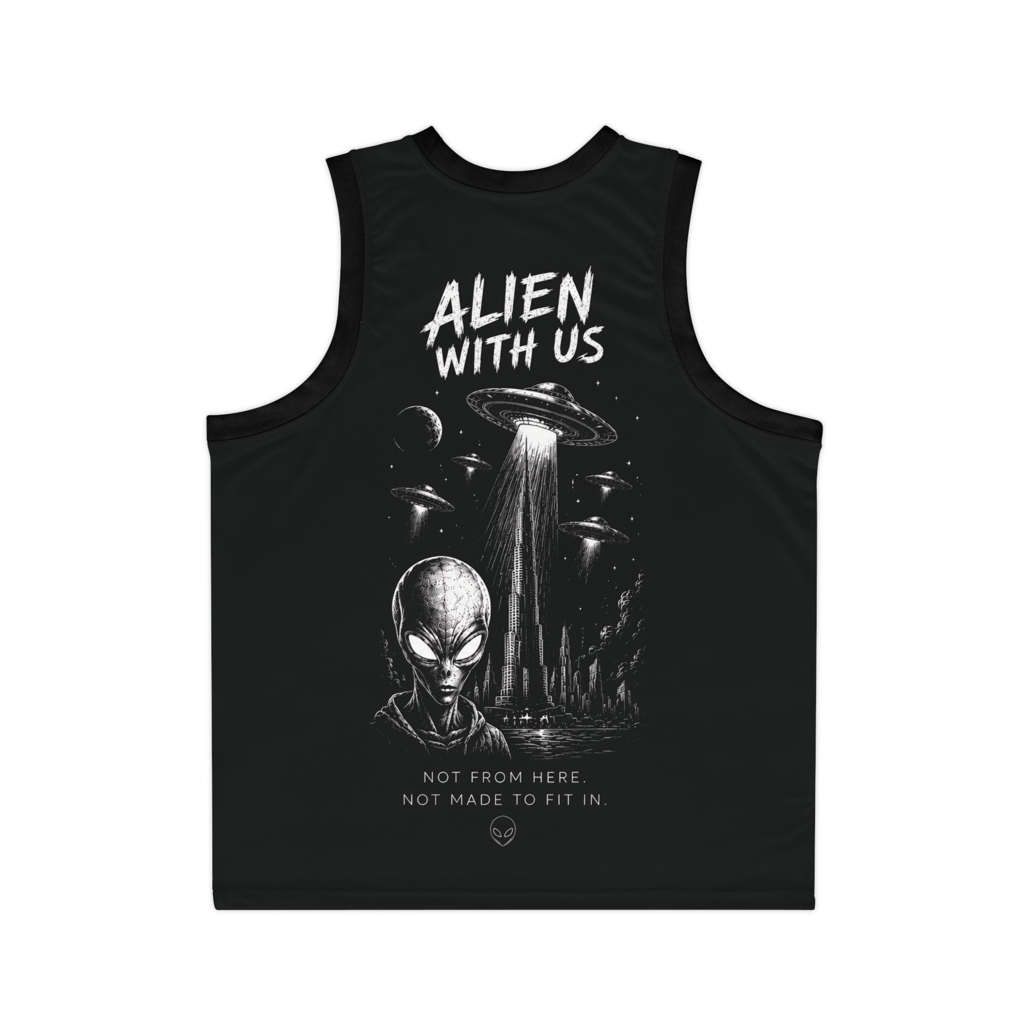 Alien With Us Basketball Jersey — Space Drip UFO Edition