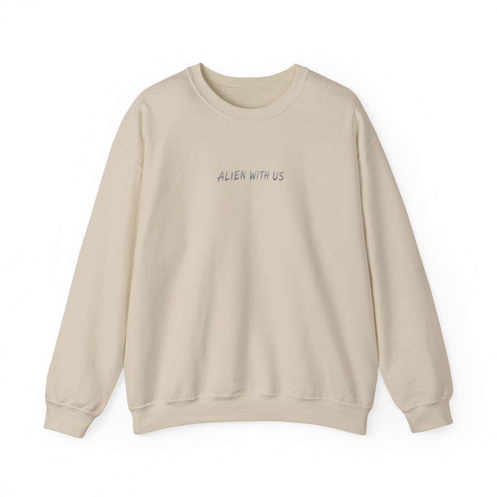 Alien With Us Crewneck Sweatshirt — Graphic UFO Alien Design (Unisex)