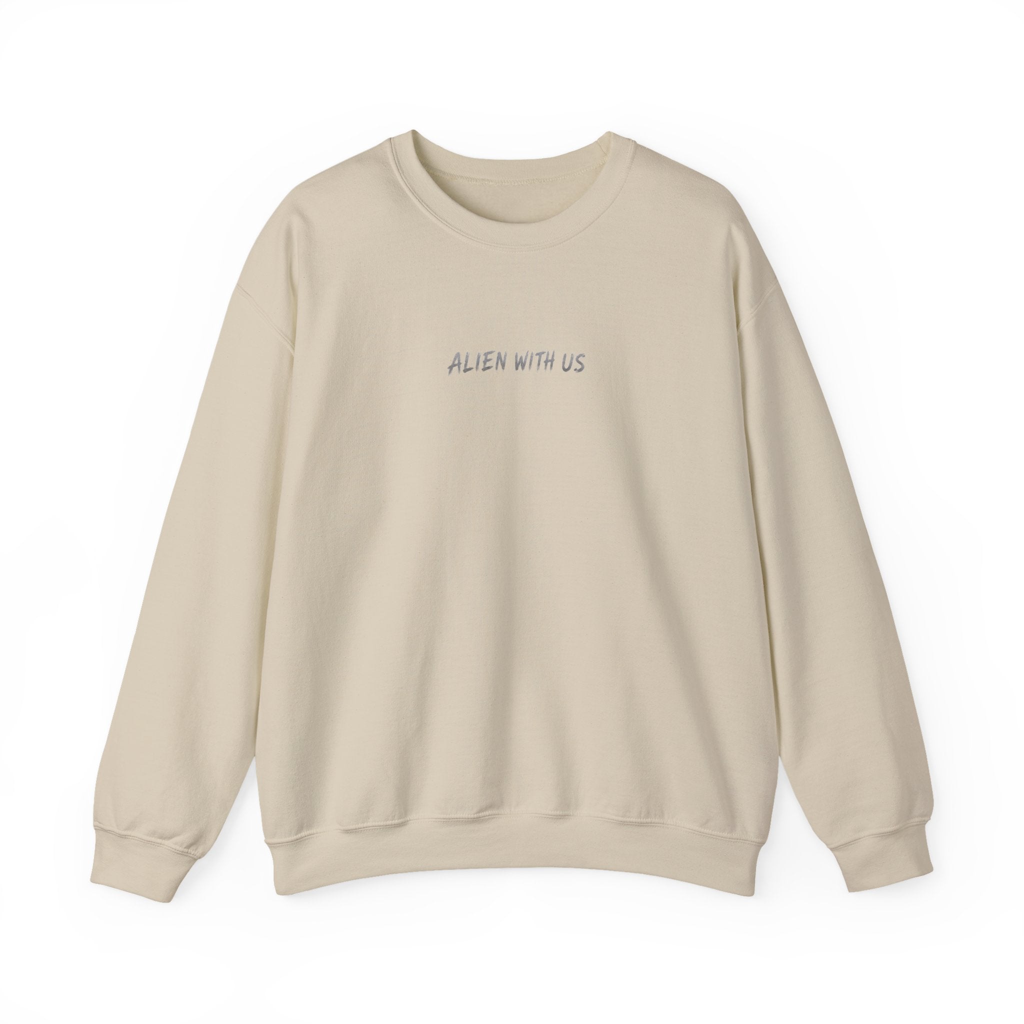 Alien With Us Crewneck Sweatshirt — Graphic UFO Alien Design (Unisex)