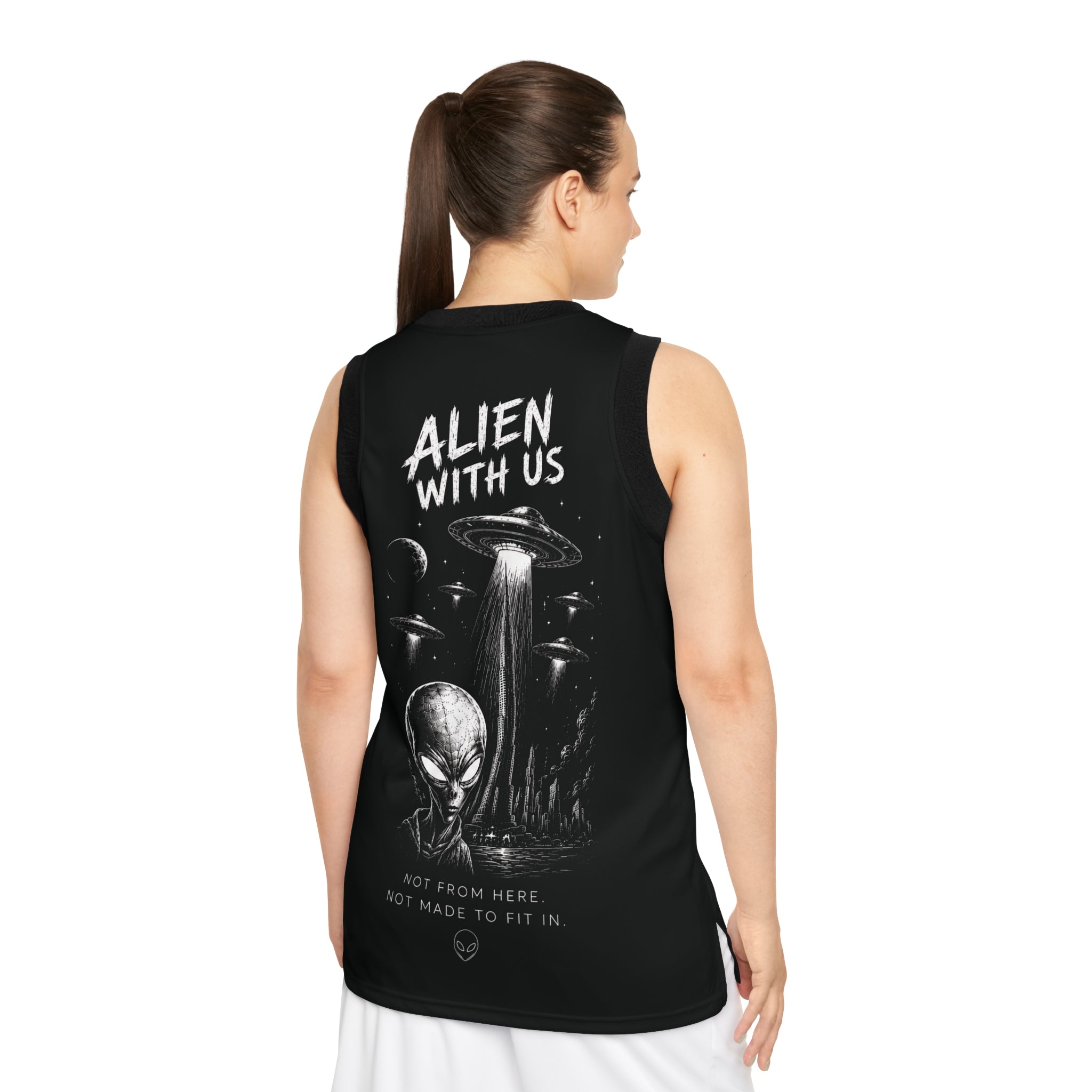 Alien With Us Basketball Jersey — Space Drip UFO Edition