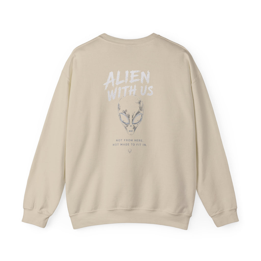 Alien With Us Crewneck Sweatshirt — Graphic UFO Alien Design (Unisex)