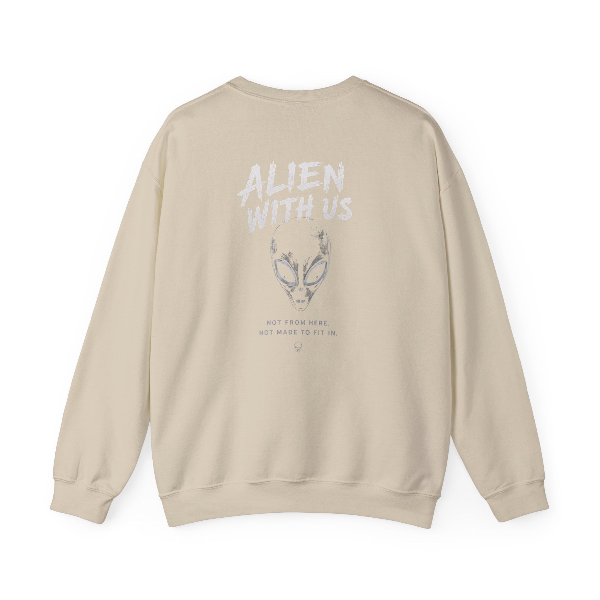 Alien With Us Crewneck Sweatshirt — Graphic UFO Alien Design (Unisex)