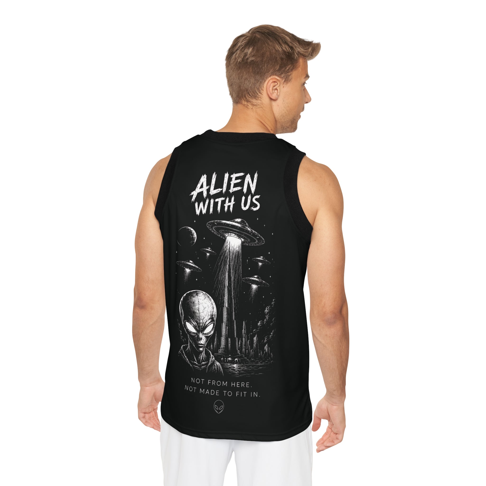 Alien With Us Basketball Jersey — Space Drip UFO Edition