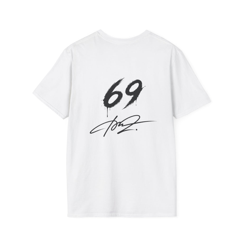 Alien With Us Minimalist White T‑Shirt — Small Chest Text Graphic
