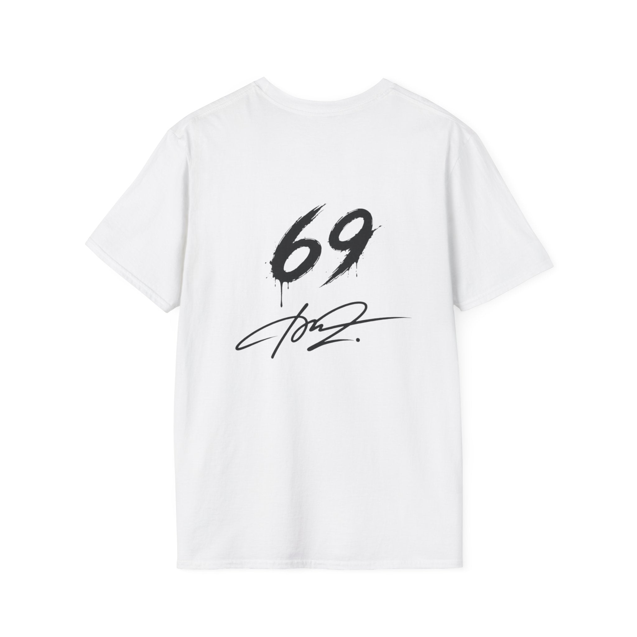 Alien With Us Minimalist White T‑Shirt — Small Chest Text Graphic