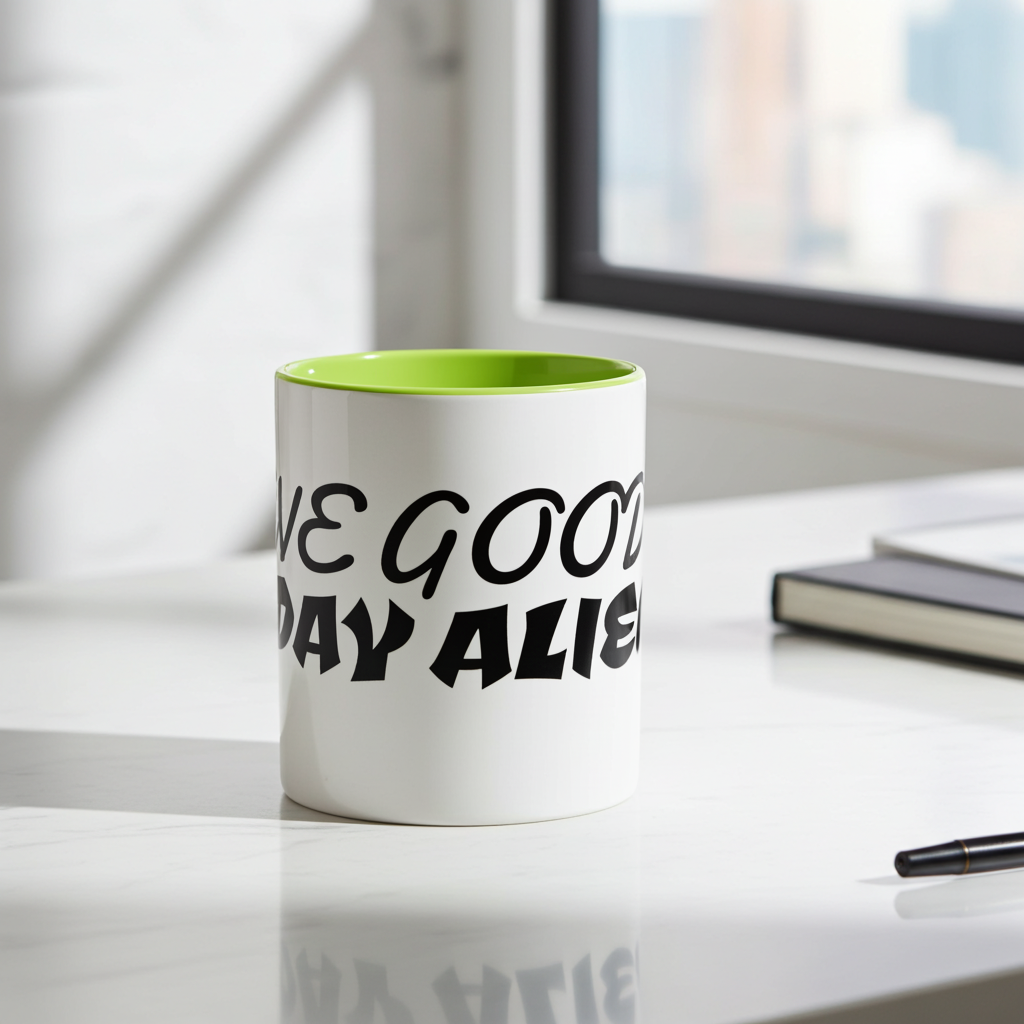 Alien With Us – Cosmic Minimalist Ceramic Mug